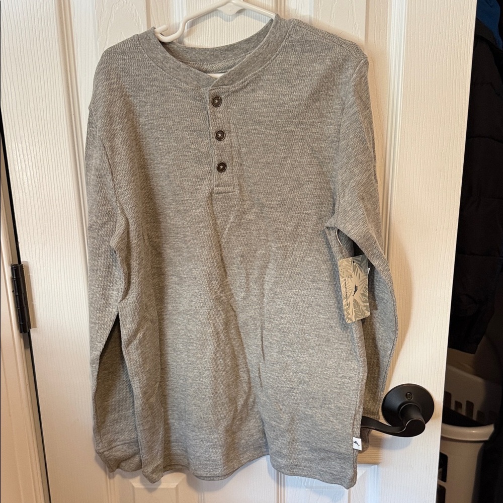 Brand new boys Tommy Bahama Kids Gray Long Sleeve Henley